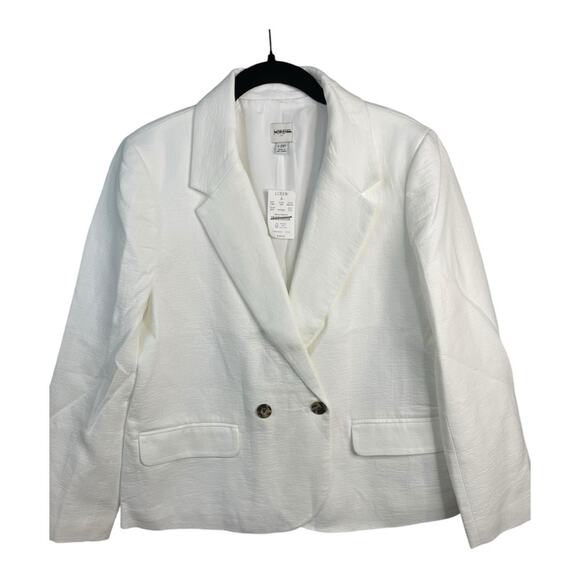 J. Crew Factory Textured Cotton Blazer in White Size 12 Petite NWT - Picture 3 of 12
